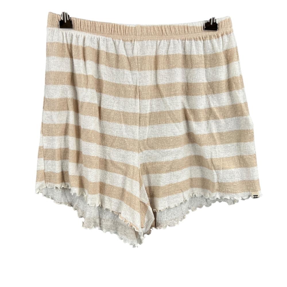 Billabong Striped Shorts Womens Small S Beach‎ Beige Cream Pull On Elastic New